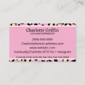 Blush Pink Leopard Print Lash & Make-up Artist Visitekaartje (Achterkant)