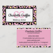 Blush Pink Leopard Print Lash & Make-up Artist Visitekaartje (Voorkant / Achterkant)