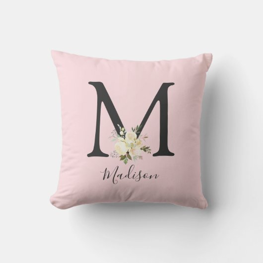 Blush Pink Letter 'M' Neursery Monogram Kussen (Voorkant)