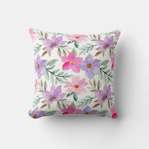 Blush Pink Lila Floral Pattern Trendy Kussen