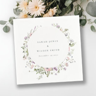 Blush Pink Lila Wildflower Circle Lijst Weddenscha Servet
