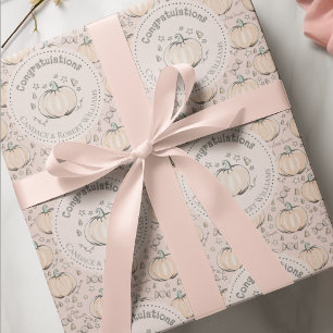 Blush Pink Little Pumpkin Baby Gefeliciteerd Cadeaupapier