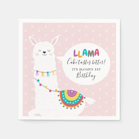 Blush Pink Llama Fun Paper Servet (Voorkant)