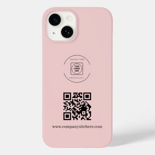 Blush Pink Logo QR Code Business iphone case (Achterkant)