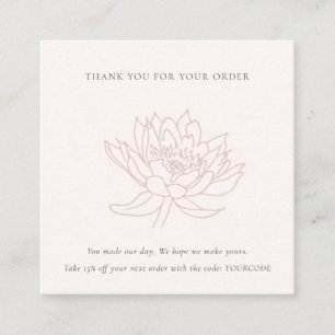 BLUSH PINK LOTUS FLORAL LOGO TOONT U DANK VIERKANTE VISITEKAARTJE