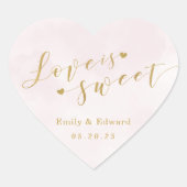 Blush Pink Love is Sweet Wedding Favor Hart Sticker (Voorkant)