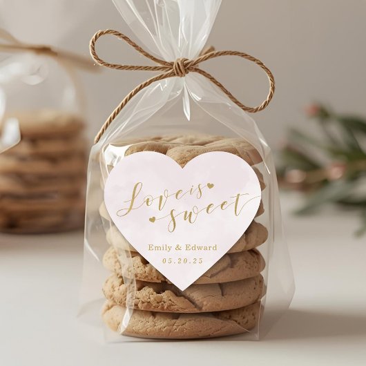 Blush Pink Love is Sweet Wedding Favor Hart Sticker