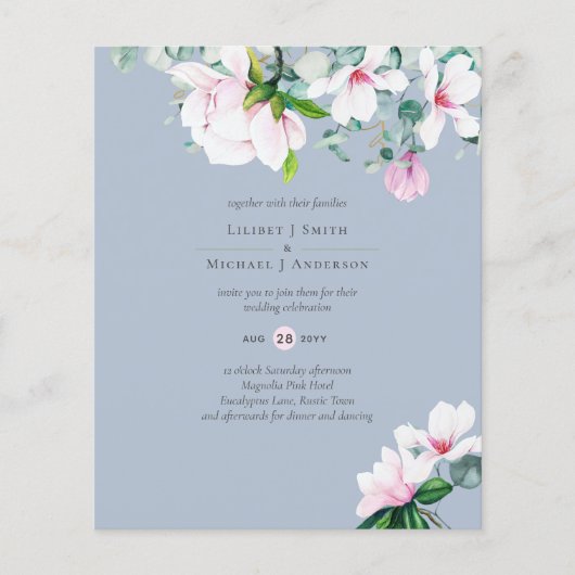 Blush Pink Magnolia Wedding Flyer (Voorkant)