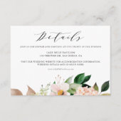 Blush Pink Magnolias & Hydrangeas Weddenschap Deta Informatiekaartje (Voorkant)