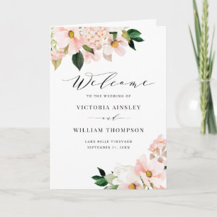 Blush Pink Magnolias & Hydrangeas Wedding Booklet Programma