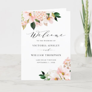 Blush Pink Magnolias & Hydrangeas Wedding Booklet Programma