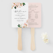 Blush Pink Magnolias & Hydrangeas Wedding Programs Handwaaier (Voorkant en achterkant)