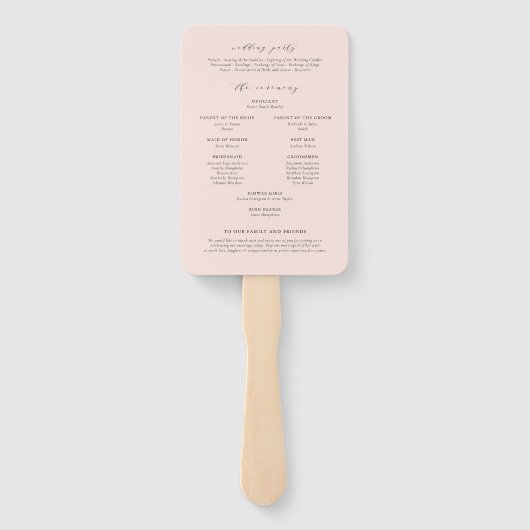 Blush Pink Magnolias & Hydrangeas Wedding Programs Handwaaier (Achterkant)