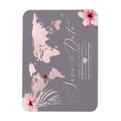 Blush Pink Map Elke bestemming De datum opslaan Magneet (Verticaal)