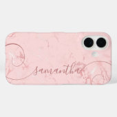 Blush Pink Marble Curly Signature Case-Mate iPhone Case (Achterkant (horizontaal))