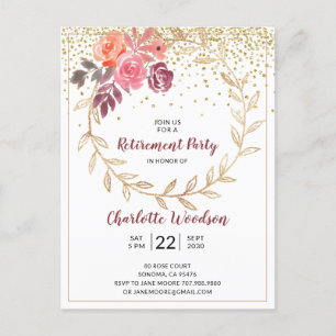 Blush Pink Marsala Gold Glitter Aankondigingskaart