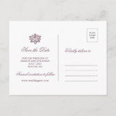 Blush Pink & Mauve Lace Bewaar de datum Aankondigingskaart (Achterkant)