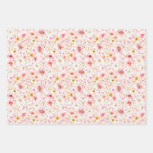 Blush Pink Meadow Wildflowers Boho Elegant Inpakpapier Vel (Voorkant 3)