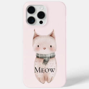 Blush Pink Meow Cat iPhone 15 Pro Max Hoesje