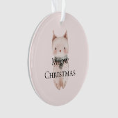 Blush Pink Meow Christmas Cat Gift Ornament (voorkant)
