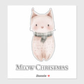 Blush Pink Meow Christmas Cat Sticker (Vel)