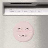 Blush PInk Meow Whiskers Kat Magneet (Insitu (Vaatwasser))
