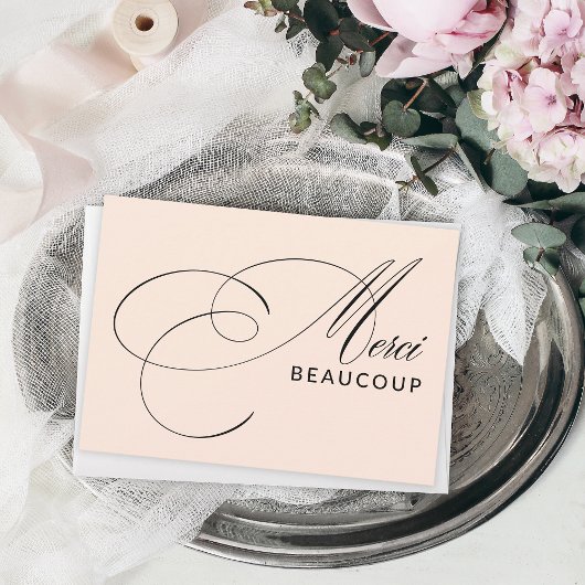 Blush Pink Merci Beaucoup Élégante Calligraphie