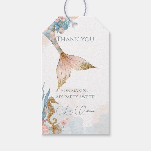 Blush Pink Mermaid Tail Baby shower Cadeaulabel (Voorkant)