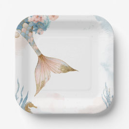 Blush Pink Mermaid Tail Baby shower Papieren Bordje