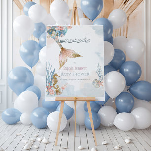 Blush Pink Mermaid Tail Baby shower Welkom Poster
