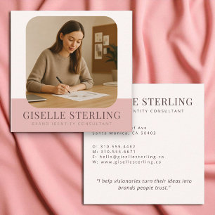 Blush Pink Minimal Professional Bedrijfsnaam Vierkante Visitekaartje
