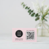 Blush Pink Minimal QR Code Logo Visitekaartje (Staand voorkant)