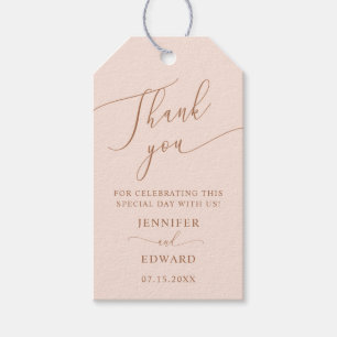 Blush Pink Minimal Weddenschap Hartelijk dank Cadeaulabel