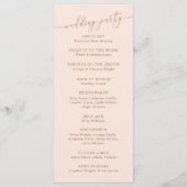Blush Pink Minimal Wedding Ceremony Program Programma (Achterkant)