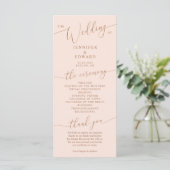 Blush Pink Minimal Wedding Ceremony Program Programma (Staand voorkant)