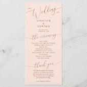 Blush Pink Minimal Wedding Ceremony Program Programma (Voorkant)