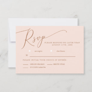 Blush Pink Minimal Wedding Meal Choice RSVP-kaart RSVP Kaartje