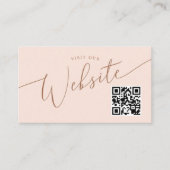 Blush Pink Minimal Wedding Website QR code Informatiekaartje (Voorkant)