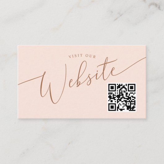 Blush Pink Minimal Wedding Website QR code Informatiekaartje (Voorkant)