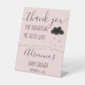 Blush Pink Minimale Moderne Dank u Baby shower Reclamebord Met Voetstuk (Voorkant)