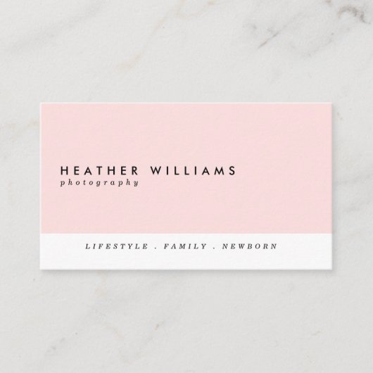 Blush Pink Minimalist Photography Visitekaartjes (Voorkant)