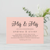 Blush Pink Minimalist Zijne & Zijne Couple's Showe Kaart (Staand voorkant)