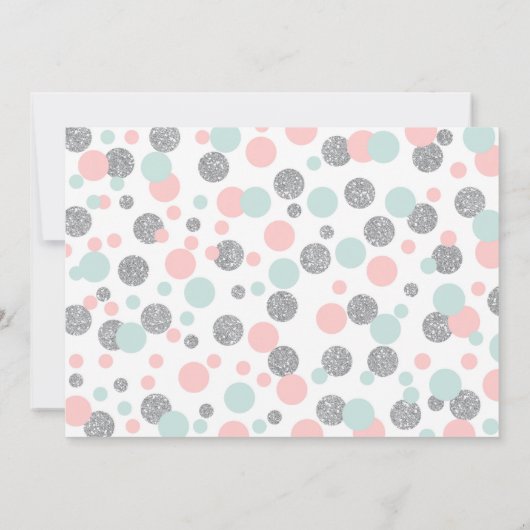 Blush Pink Mint en Silver 1e verjaardag Uitnodigin Kaart (Achterkant)