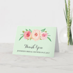 Blush Pink Mint Groen Vrijgezellenfeest Dank u Bedankkaart