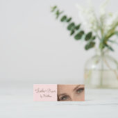 Blush Pink Mocha Script Photo Lashes and Brows Mini Visitekaartje (Staand voorkant)
