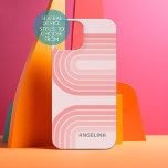 Blush Pink Mod Retro Stried Motif Nom personnalisé<br><div class="desc">les années 70 Inspirée Retro Stripes - Un motif funky avec des rayures audacieuses et un monogramme de votre prénom ou de votre nom. Si votre art doit encore être ajusté, cliquez sur le bouton Personnaliser. Cela vous mènera à une zone de design où vous pouvez déplacer les choses et...</div>