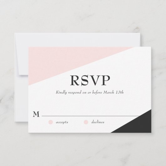 Blush Pink Modern Accents Wedding RSVP Kaart (Voorkant)