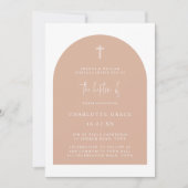 Blush Pink Modern Arch Script Minimalist Baptisme  Kaart (Voorkant)