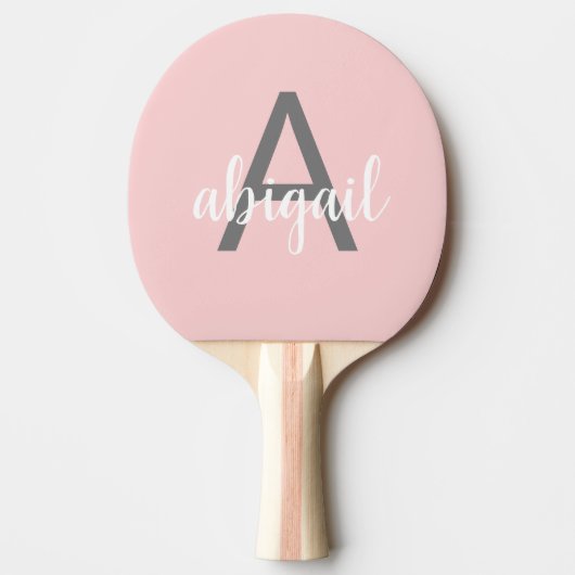 Blush Pink Modern Girly Monogram Ping Pong Paddle Tafeltennisbatje (Voorkant)
