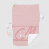 Blush Pink Modern Initialen Naam Golfhanddoek (Insitu)